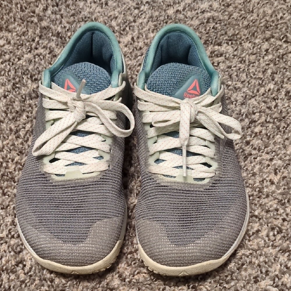 Reebok nanos. Gently used. Teal and grey. Size 5.5 women's